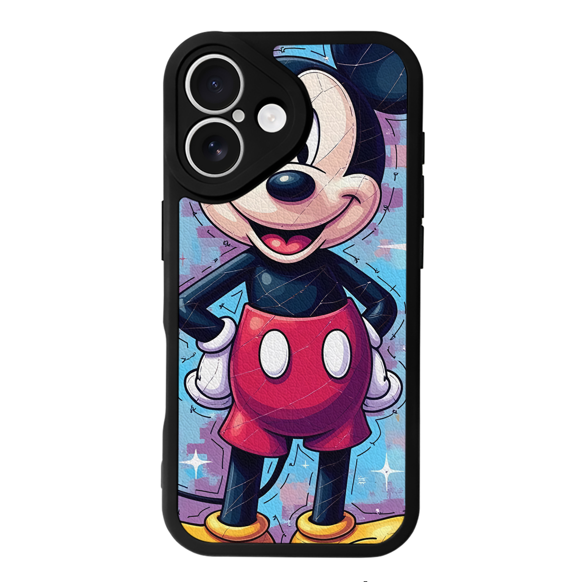 （画像用） ミッキーマウス Mickey Mouse 【iPhone 16シリーズ対応】シリコンスマホケース（レザー調） 材質：シリコン